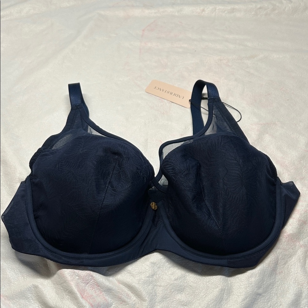 Understance 36DD Ivy Smooth Lace Full Coverage Navy Blue Bra NWT